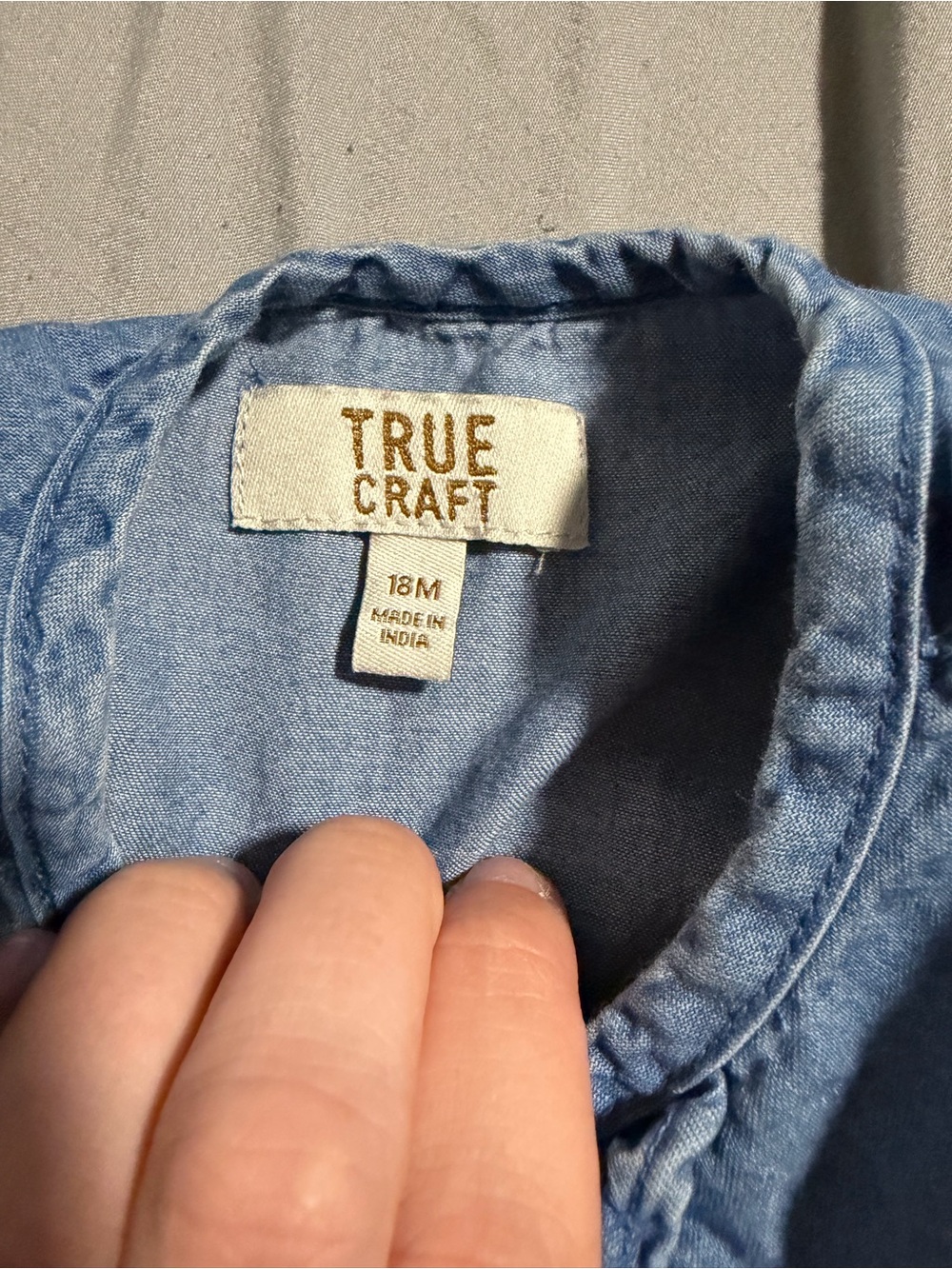 True Craft Light Blue Ruffle-Front Denim Jacket for Kids - Picture 3 of 3